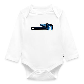 Pipe Wrench Tool Plumber - Organic Longsleeve Baby Bodysuit - white - Front