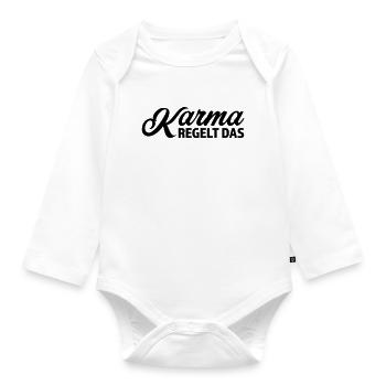 Karma regelt das Spruch T-Shirt - Baby Bio-Langarm-Body - Weiß - Vorne