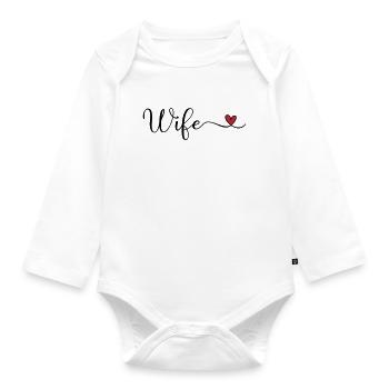 Wife Heart Typography - Organic Longsleeve Baby Bodysuit - white - Front