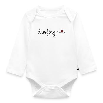 Surfing Heart Typografie - Baby Bio-Langarm-Body - Weiß - Vorne