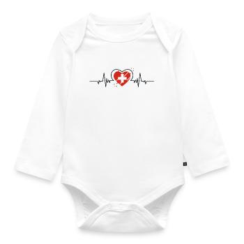 Schweiz Herzschlag Heimatliebe Alpenland Geschenk - Baby Bio-Langarm-Body - Weiß - Vorne