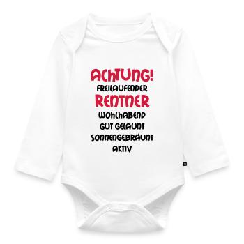 Warning freewheeling retirees, wealthy, well- - Organic Longsleeve Baby Bodysuit - white - Front