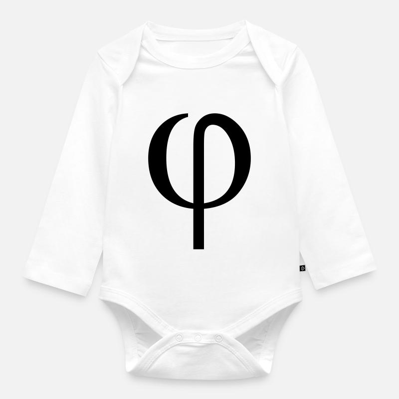 phi greek - Organic Longsleeve Baby Bodysuit - white