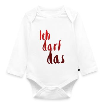 Ich darf das rot1 - Baby Bio-Langarm-Body - Weiß - Vorne