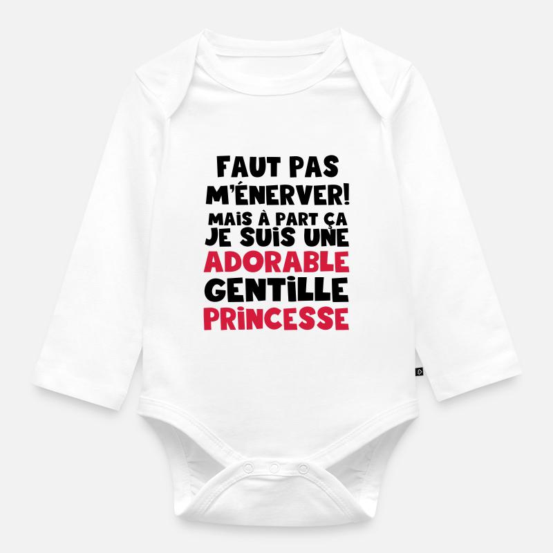 une adorable gentille princesse - Body Bébé bio manches longues - blanc