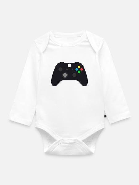 Game-Controller - Baby Bio-Langarm-Body - Weiß