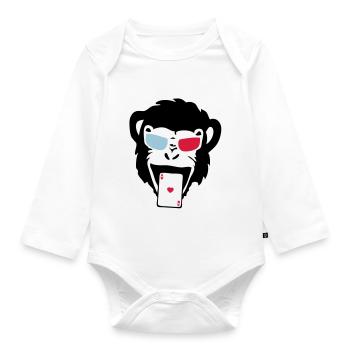 singe gorille poker carte as - Body Bébé bio manches longues - blanc - Devant