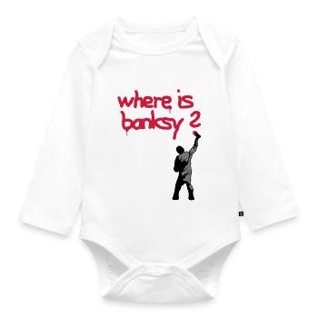 where is banksy - Baby Bio-Langarm-Body - Weiß - Vorne