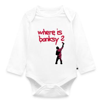 where is banksy - Baby Bio-Langarm-Body - Weiß - Vorne