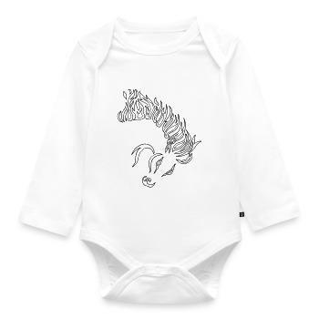 Flames Fire Horse Metallic Burn Head Gift - Organic Longsleeve Baby Bodysuit - white - Front