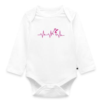 Heartbeat Pied Piper, magenta - Organic Longsleeve Baby Bodysuit - white - Front
