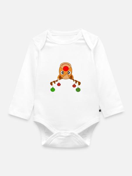 Rentier Weihnachten - Baby Bio-Langarm-Body - Weiß