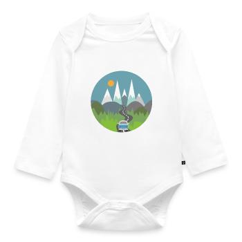 Camping - Baby Bio-Langarm-Body - Weiß - Vorne