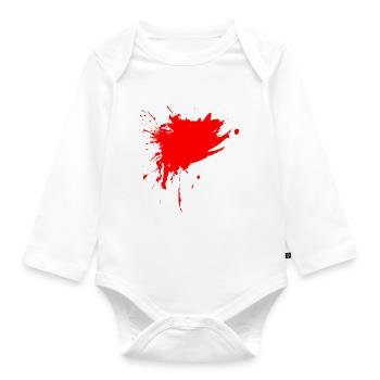 Fleck Farbe Gespritzt rot Design Schmutz schmutzig - Baby Bio-Langarm-Body - Weiß - Vorne
