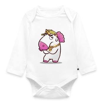 Rapping Unicorn - Organic Longsleeve Baby Bodysuit - white - Front