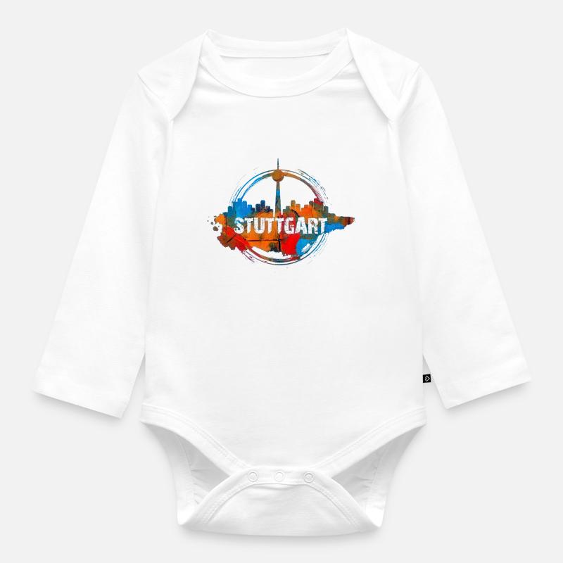 Stuttgart Color - Baby Bio-Langarm-Body - Weiß