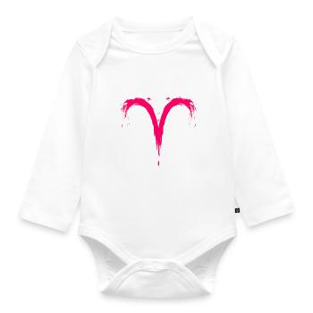 Zodiac Aries Aries Symbol Pink Pink - Organic Longsleeve Baby Bodysuit - white - Front