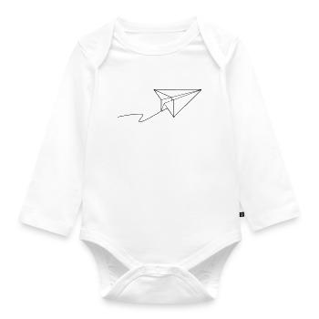Paper plane - fly away - Organic Longsleeve Baby Bodysuit - white - Front