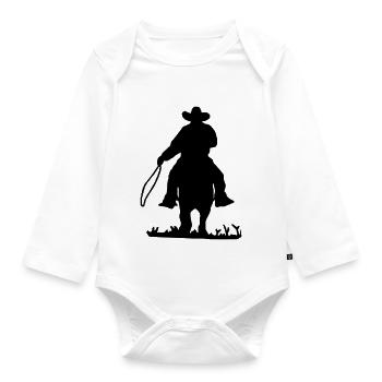 Cowboy - Organic Longsleeve Baby Bodysuit - white - Front