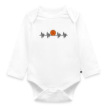 Heartbeat basketball sport ball basket gift idea - Organic Longsleeve Baby Bodysuit - white - Front