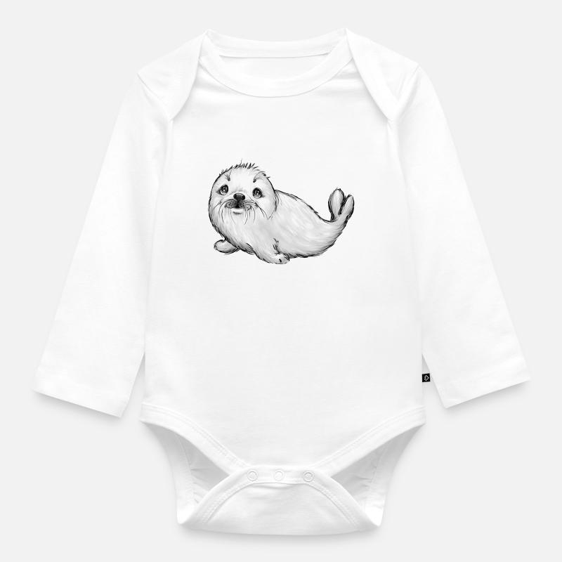 Robbe - Baby Bio-Langarm-Body - Weiß