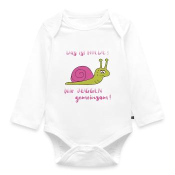 Joggen Sport Laufen Langsame Schnecke Lustig - Baby Bio-Langarm-Body - Weiß - Vorne