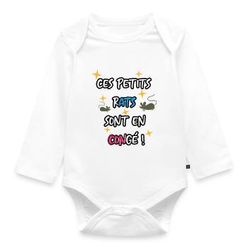 Contrepèterie: Ces petits rats sont en congé ! - Body Bébé bio manches longues - blanc - Devant