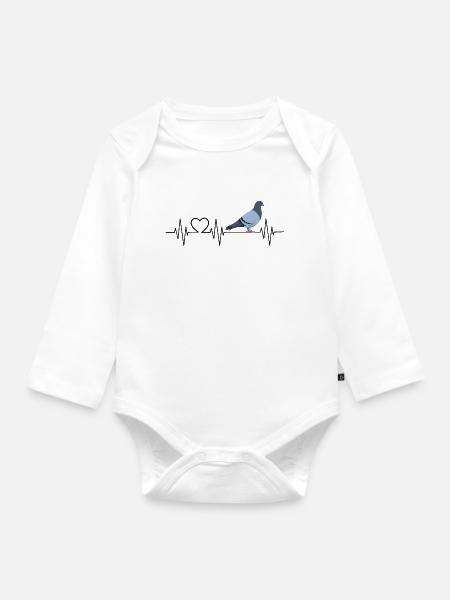 Taubenliebhaber Fancier Züchter Keeper Heartbeat - Baby Bio-Langarm-Body - Weiß