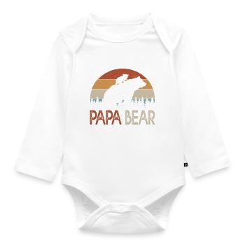 dad bear gift humor dad Dad's birthday - Organic Longsleeve Baby Bodysuit - white - Front
