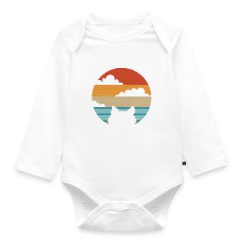 Katze Cat Vintage Retro - Organic Longsleeve Baby Bodysuit - white - Front
