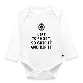 Motocross - Life is short! - Baby Bio-Langarm-Body - Weiß - Vorne