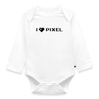 j’adore le pixel - Body Bébé bio manches longues - blanc - Devant