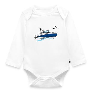 Motorboot - Baby Bio-Langarm-Body - Weiß - Vorne