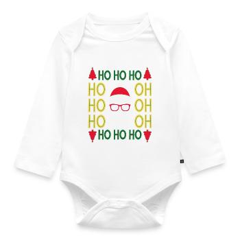 HoHoHo Rasta Santa - Baby Bio-Langarm-Body - Weiß - Vorne