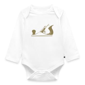 Schreiner Werkzeug Hobel Design - Baby Bio-Langarm-Body - Weiß - Vorne