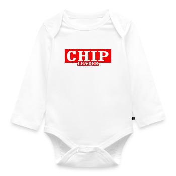 chipleader poker bluff holdem cards win bet casino - Organic Longsleeve Baby Bodysuit - white - Front