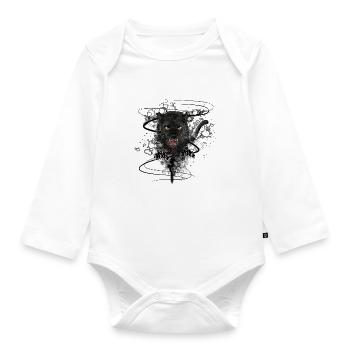 The Black Panther - Organic Longsleeve Baby Bodysuit - white - Front