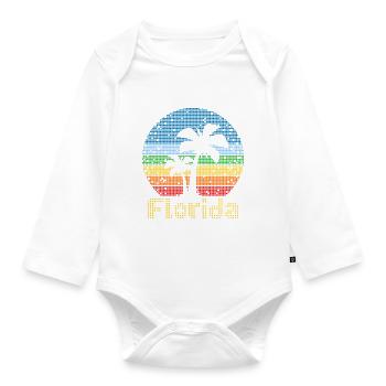 8bit Retro Florida Urlaub - Baby Bio-Langarm-Body - Weiß - Vorne