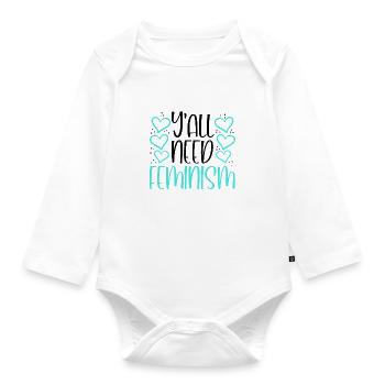 Humour féministe Y’All Need Feminism Gift - Body Bébé bio manches longues - blanc - Devant