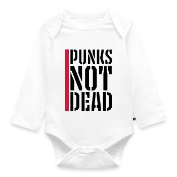 punks not dead quote - Organic Longsleeve Baby Bodysuit - white - Front