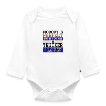 Trucker Gift Nobody Perfect Trucker Damn Close - Body Bébé bio manches longues - blanc - Devant