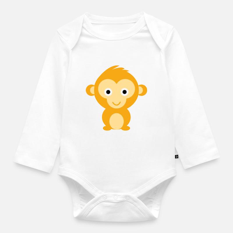 Affe - Baby Bio-Langarm-Body - Weiß