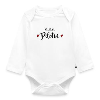 Beste Pilotin Flugkapitän Copilot Flugzeugkapitän - Baby Bio-Langarm-Body - Weiß - Vorne