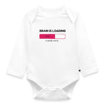 Brain is loading, please wait - Organic Longsleeve Baby Bodysuit - white - Front