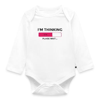 Ich denke nach, bitte warten - Baby Bio-Langarm-Body - Weiß - Vorne