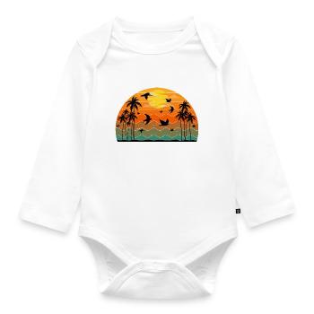 Retro Birding Sunset Vintage Bird Sunrise - Body Bébé bio manches longues - blanc - Devant