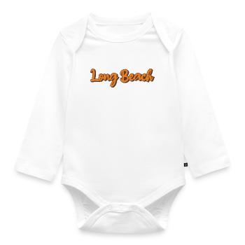 Long Beach Retro Script - Organic Longsleeve Baby Bodysuit - white - Front
