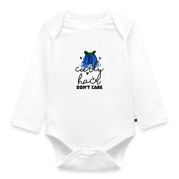 Curly Hair Don't Care Curly Haired Girl Gifts - Organic Longsleeve Baby Bodysuit - white - Front