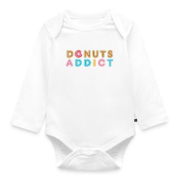 Donuts addict croc - Organic Longsleeve Baby Bodysuit - white - Front