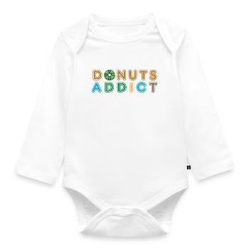 Donuts addict green choco - Organic Longsleeve Baby Bodysuit - white - Front